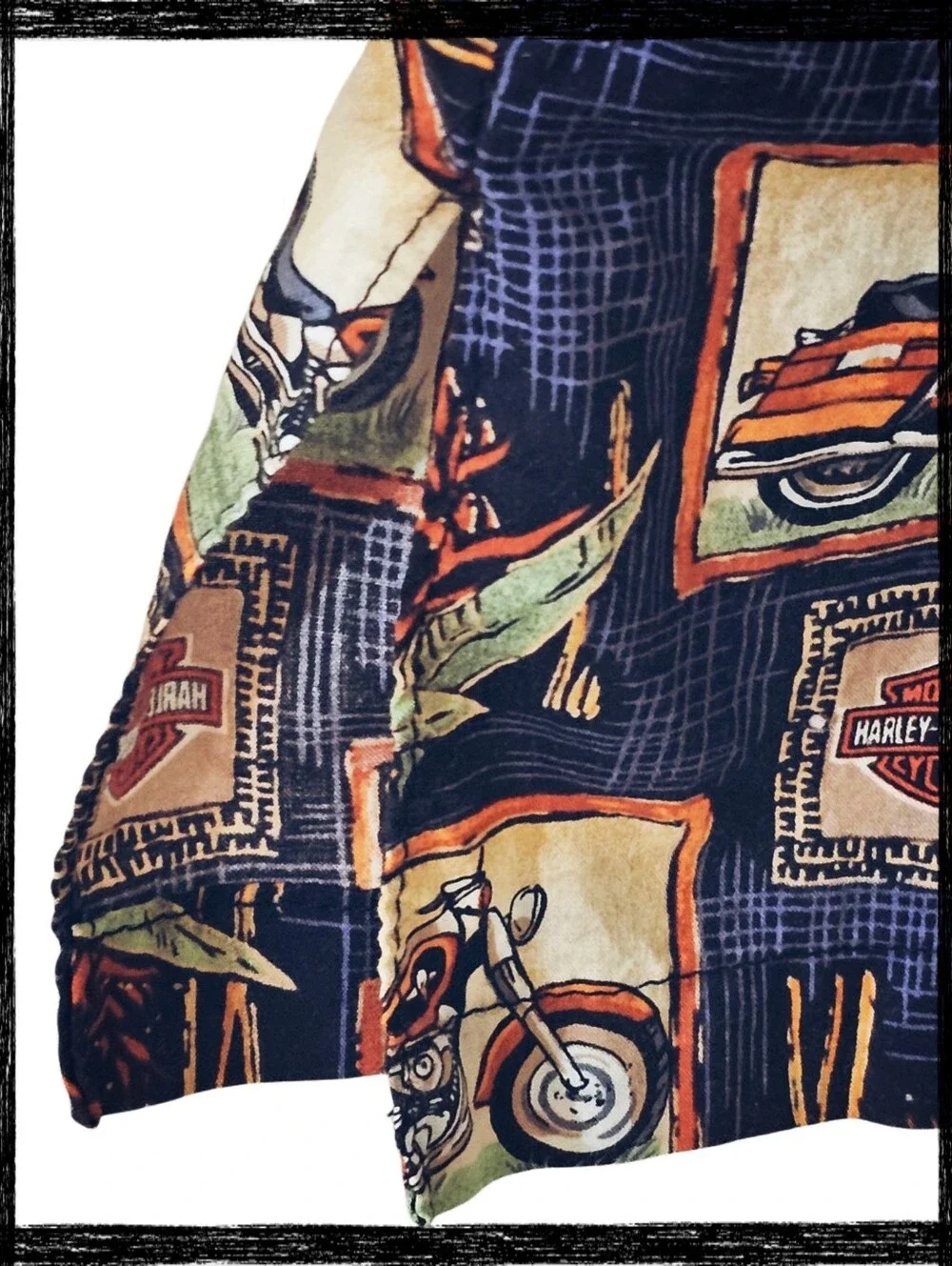 Men's Navy Vintage Harley-Davidson All-Over Print Button-Down Short Sleeve Shirt